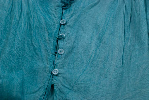 Turquoise Short Blouse With Ruffle