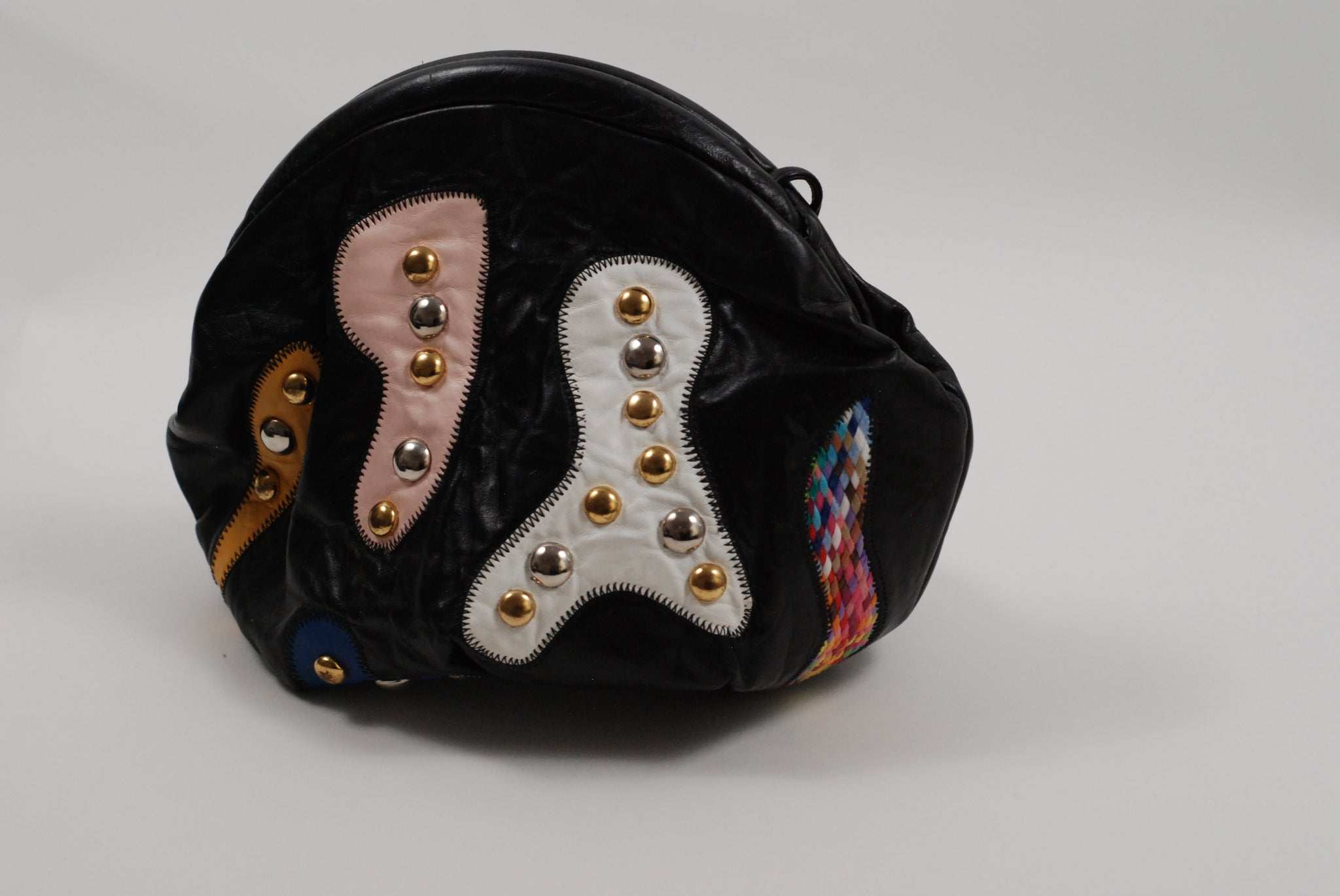 Round Vintage Wearable Art Collage Handbag