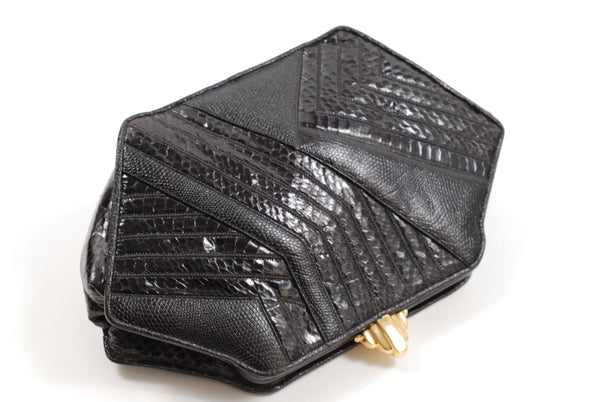 Black Snakeskin Handbag Clutch