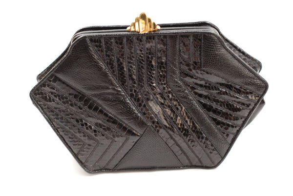 Black Snakeskin Handbag Clutch