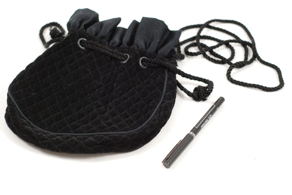 Black Suede Silk Taffeta Handbag