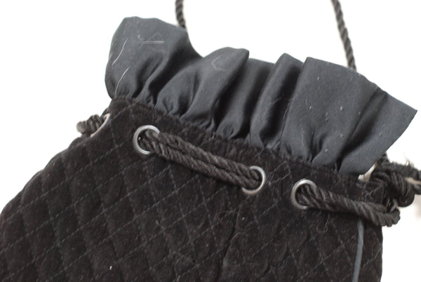 Black Suede Silk Taffeta Handbag